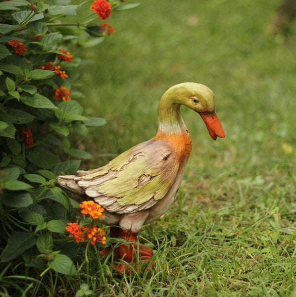 Large Duck Statues, Unique Wood Carving Statue for Garden, Creative Modern Statue for Garden Ornaments, Villa Outdoor Decor Gardening Ideas-Silvia Home Craft