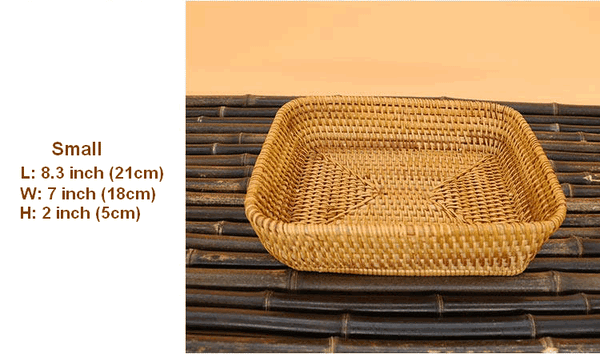 Small Rattan Storage Baskets, Storage Baskets for Shelves, Kitchen Storage Basket, Woven Storage Baskets for Bathroom-Silvia Home Craft
