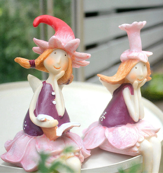 Lovely Flower Fairy Statue for Garden, Beautiful Cute Garden Courtyard Ornaments, Creative Villa Outdoor Decor Gardening Ideas, Unique Modern Garden Sculptures-Silvia Home Craft