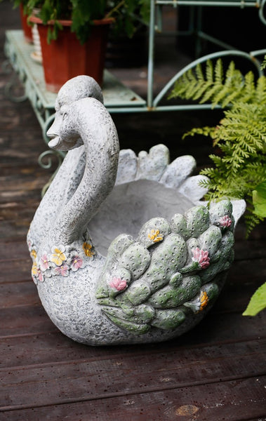 Extra Large Animal Statue for Garden Ornament, Swan Lovers Flower Pot, Swan Lovers Statues, Villa Courtyard Decor, Outdoor Decoration Ideas, Garden Ideas-Silvia Home Craft