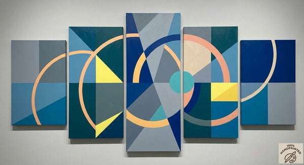 Contemporary Canvas Painting, Geometric Modern Art, Colorful Abstract Paintings, Hand Painted Acrylic Art-Silvia Home Craft