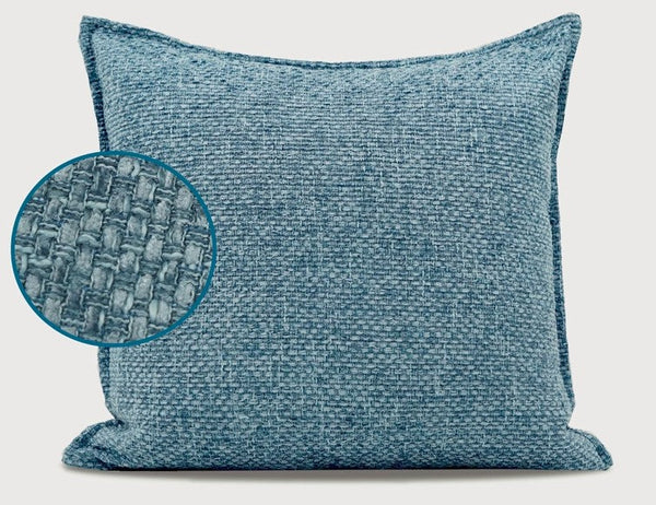 Large Modern Square Throw Pillows for Couch, Blue Modern Sofa Pillow, Blue Decorative Pillow, Simple Throw Pillow for Interior Design-Silvia Home Craft