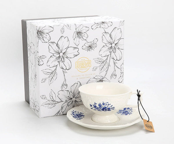 Porcelain Coffee Saucer, Traditional Ceramic Tea Cup with Saucer, Afternoon Tea Saucer Set, Coffee Gift Box Set, Vintage Tea Cup Set, Modern Ceramic Cup-Silvia Home Craft