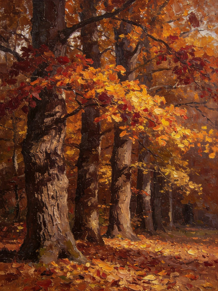 Original Landscape Art, Autumn Forest Landscape, Landscape Paintings for Bedroom, Small Oil Paintings, Hand Painted Canvas Art, Heavy Texture Wall Art Paintings-Silvia Home Craft