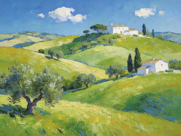 The Hills of Tuscany, Palette Knife Oil Paintings, Small Landscape Paintings, Original Oil Paintings, Landscape Canvas Paintings, Hand Painted Canvas Art-Silvia Home Craft