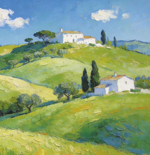 The Hills of Tuscany, Palette Knife Oil Paintings, Small Landscape Paintings, Original Oil Paintings, Landscape Canvas Paintings, Hand Painted Canvas Art-Silvia Home Craft