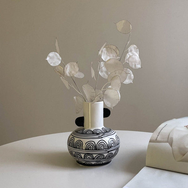 Geometric Porcelain Flower Vases, Handmade Water Holding Flower Vases, Ceramic Bud Vases, Small Flower Vases on Table-Silvia Home Craft