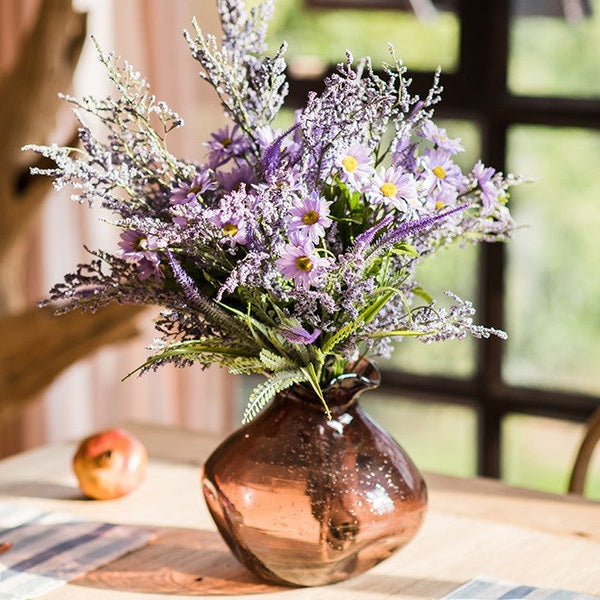 Myosotis Lovegrass, Daisy, Salvia, Beautiful Spring Flower Arrangement for Living Room, Ctreative Modern Artificial Floral for Home Decoration-Silvia Home Craft