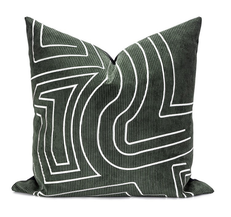 Contemporary Cushions for Interior Design, Large Modern Decorative Pillows for Sofa, Green Modern Throw Pillows for Couch-Silvia Home Craft