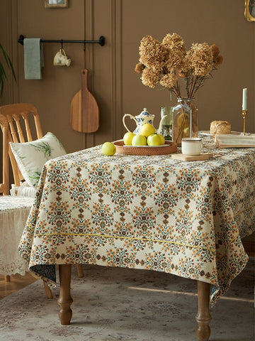 Spring Flower Pattern Tablecloth for Home Decoration, Extra Large Rectangle Tablecloth for Dining Room Table, Large Square Tablecloth for Round Table-Silvia Home Craft