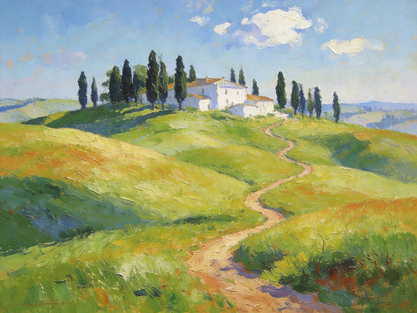 Idyllic Tuscan Countryside, Small Landscape Paintings on Canvas, Original Oil Paintings, Palette Knife Oil Paintings, Original Landscape Paintings, Hand Painted Canvas Artwork-Silvia Home Craft
