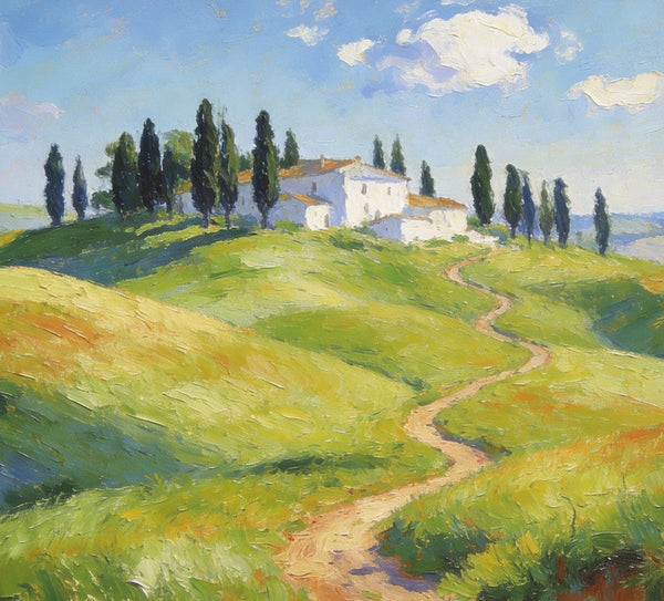 Idyllic Tuscan Countryside, Small Landscape Paintings on Canvas, Original Oil Paintings, Palette Knife Oil Paintings, Original Landscape Paintings, Hand Painted Canvas Artwork-Silvia Home Craft