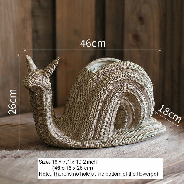 Cute Snail Statues, Garden Animal Statues, Snail Flowerpot for Garden Decoration, Unique Modern Garden Sculptures, Creative Villa Outdoor Gardening Ideas-Silvia Home Craft