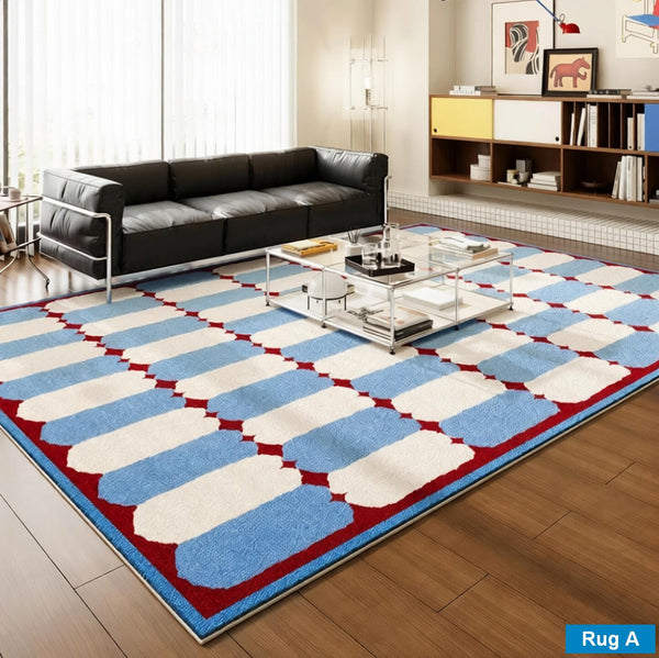 Living Room Rug Ideas, Mid Century Modern Rugs, Contemporary Modern Rugs for Dining Room, Bedroom Modern Floor Carpet, Blue Modern Rug Designs-Silvia Home Craft