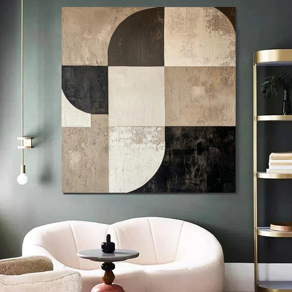 Large Painting on Canvas, Simple Modern Art, Bedroom Wall Art Paintings, Acrylic Abstract Paintings, Buy Abstract Painting Online, Black Abstract Paintings-Silvia Home Craft