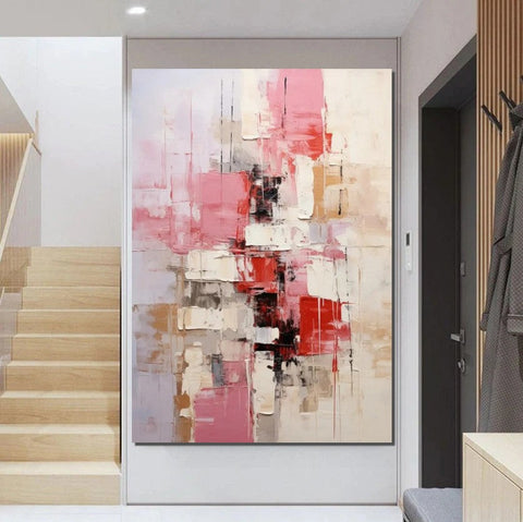 Bedroom Modern Wall Art Paintings, Palette Knife Paintings, Acrylic Paintings on Canvas, Abstract Painting for Living Room, Large Paintings Behind Sofa-Silvia Home Craft