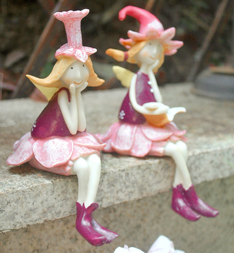 Lovely Flower Fairy Statue for Garden, Beautiful Cute Garden Courtyard Ornaments, Creative Villa Outdoor Decor Gardening Ideas, Unique Modern Garden Sculptures-Silvia Home Craft