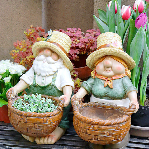 Garden Courtyard Ornament, Large Resin Garden Figure Statues, Unique Garden Flowerpots, Villa Outdoor Decor Gardening Ideas, Modern Garden Sculptures-Silvia Home Craft