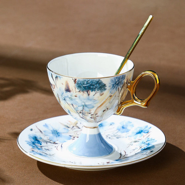 Elegant Ceramic Coffee Cup with Saucer, British Tea Cup set, Ceramic Tea Cup and Saucer Set in Gift Box, Porcelain Tea Cup Set and Saucer Set-Silvia Home Craft