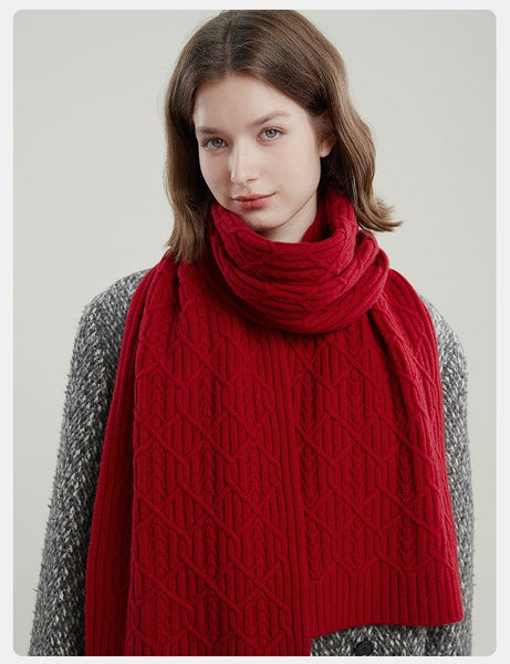 Cold Weather Scarf, Casual Scarf for Women, Fashion Designer Scarf, Red Winter Scarf, Modern Wool Scarf for Women, Soft Cashmere Scarf for Women-Silvia Home Craft