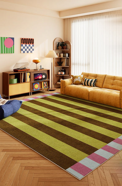 Simple Modern Floor Rugs, Colorful Abstract Modern Rugs, Modern Living Room Rug Ideas, Geometric Carpets for Bedroom, Contemporary Area Rugs-Silvia Home Craft