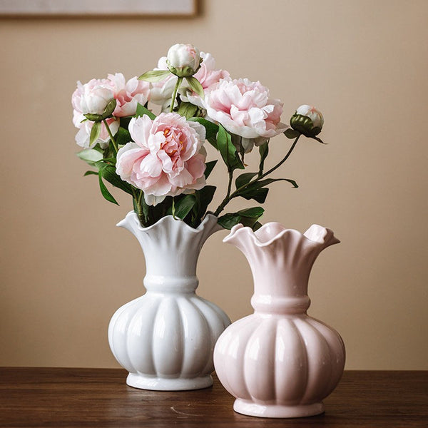 Handmade Water Holding Flower Vase, Ceramic Bud Vases, Small Flower Vases on Table, Rustic Porcelain Flower Vases-Silvia Home Craft