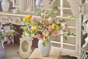Artificial Floral for Living Room, Large Bunch of Romantic Flowers for Bedroom, Table Centerpiece, Beautiful Flower Arrangement Ideas for Interior Design-Silvia Home Craft