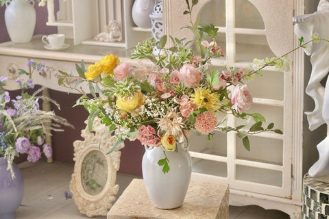 Artificial Floral for Living Room, Large Bunch of Romantic Flowers for Bedroom, Table Centerpiece, Beautiful Flower Arrangement Ideas for Interior Design-Silvia Home Craft