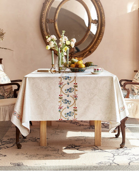 Spring Flower Table Covers for Round Table, Large Modern Rectangle Tablecloth for Dining Table, Farmhouse Table Cloth for Oval Table, Square Tablecloth for Kitchen-Silvia Home Craft