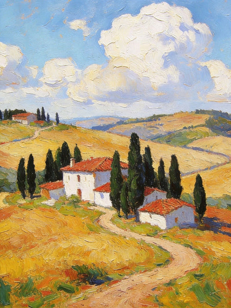Canvas Paintings for Living Room, Tuscan Hillside Beauty, Small Original Paintings, Hand Painted Canvas Art, Landscape Oil Paintings-Silvia Home Craft