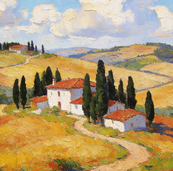 Canvas Paintings for Living Room, Tuscan Hillside Beauty, Small Original Paintings, Hand Painted Canvas Art, Landscape Oil Paintings-Silvia Home Craft