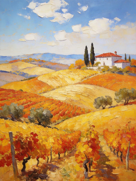 Tranquil Tuscan Land, Landscape Oil Paintings, Small Original Paintings, Canvas Paintings for Bedroom, Hand Painted Canvas Art-Silvia Home Craft