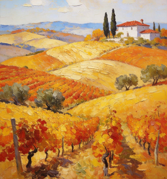 Tranquil Tuscan Land, Landscape Oil Paintings, Small Original Paintings, Canvas Paintings for Bedroom, Hand Painted Canvas Art-Silvia Home Craft