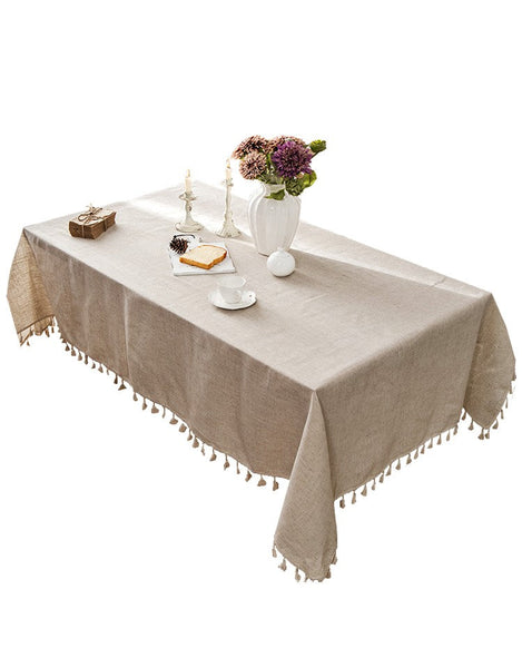 Brown Tablecloth for Home Decoration, Simple Linen Rectangle Table Cover for Dining Room Table, Modern Table Cloth, Square Tablecloth for Oval Table-Silvia Home Craft