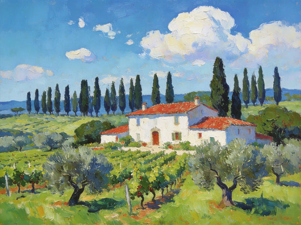 Landscape Canvas Paintings, Tuscan Landscape Delight, Original Landscape Paintings, Buy Paintings Online, Hand Painted Canvas Art-Silvia Home Craft