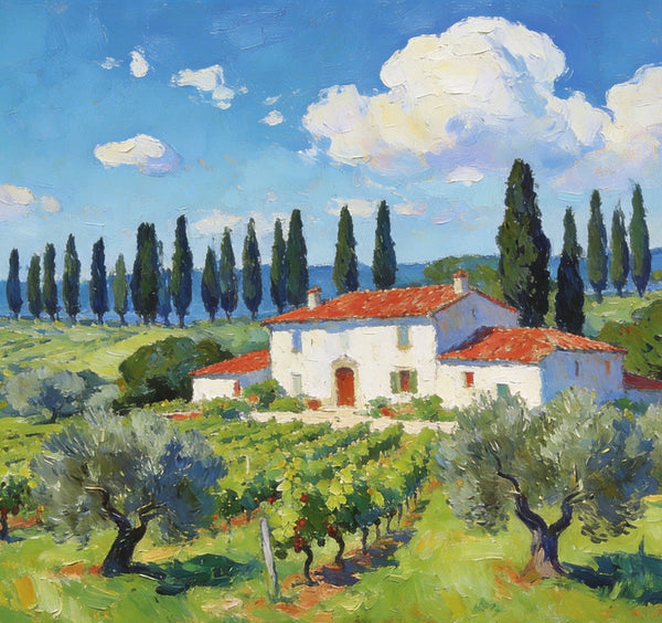 Landscape Canvas Paintings, Tuscan Landscape Delight, Original Landscape Paintings, Buy Paintings Online, Hand Painted Canvas Art-Silvia Home Craft