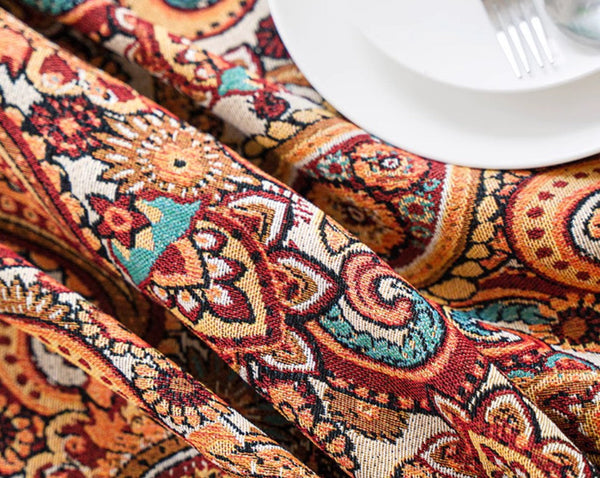 Large Modern Linen Tablecloths, Oriental Rectangular Table Covers for Coffee Table, Bohemian Rectangular Tablecloth for Oval Table-Silvia Home Craft