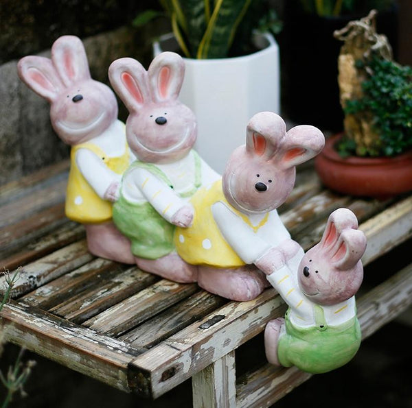 Lovely Rabbits Statues, Cute Rabbits in the Garden, Animal Resin Statue for Garden Ornament, Outdoor Decoration Ideas, Garden Ideas-Silvia Home Craft