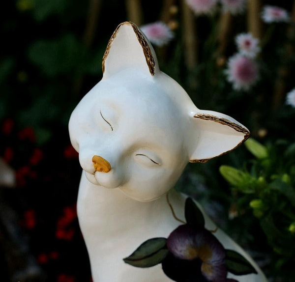 Lovely Cat Statues, Sitting Cats Resin Statue for Garden Ornament, Villa Outdoor Decor Gardening Ideas, Garden Courtyard Decoration, House Warming Gift-Silvia Home Craft