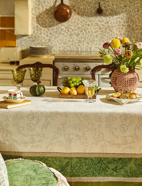 Farmhouse Table Cloth, Lilies of the Valley, Flower Pattern Tablecloth, Rectangle Tablecloth for Dining Room Table, Square Tablecloth, Wedding Tablecloth, Waterproof Tablecloth-Silvia Home Craft