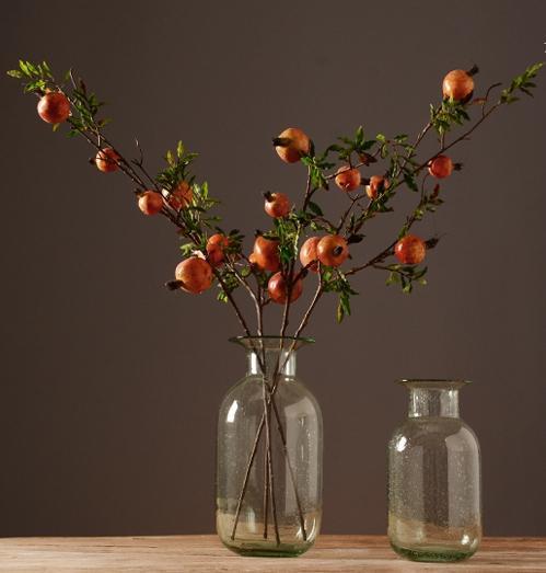 Rustic Artificial Large Pomegranate Fruit, Stem 36" Tall, Flower Arrangement-Silvia Home Craft