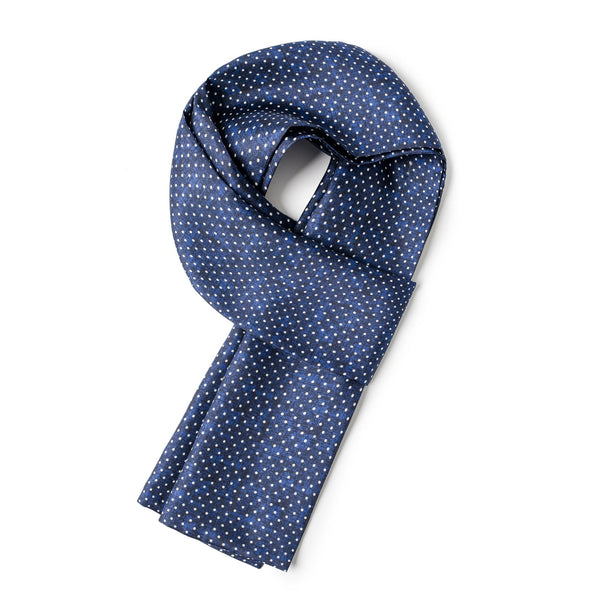 Formal Wear Silk Scarf, Silk Ascot For Men, British Style Long Scarf, Luxury Blue Silk Neck Scarf, Silk Scarf For Suit, Business Silk Scarf Men, Mens Spring Autumn Scarf, Lightweight Silk Scarf Men-Silvia Home Craft