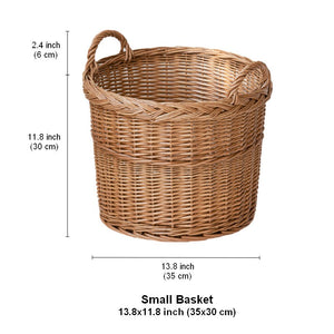 Round Storage Basket for Clothes, Natural Hand-woven Wicker Storage Basket for Clothes, Extra Large Kitchen Storage Baskets, Willow Weaving Baskets for Clothes-Silvia Home Craft