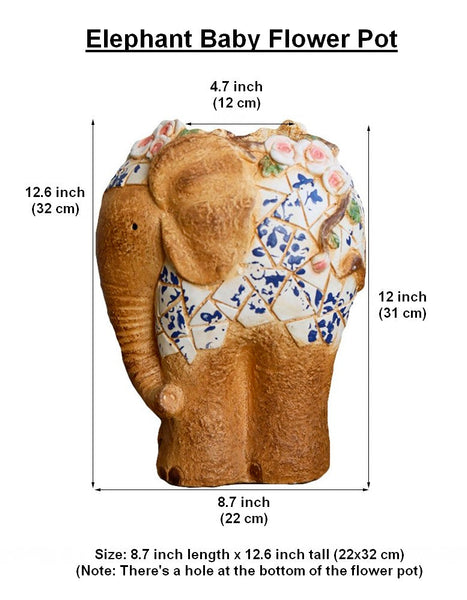 Oversized Garden Flower Pot, Modern Outdoor Garden Flower Pots, Extra Large Elephant Garden Flowerpots, Animal Statue for Garden Ornaments, Large Resin Statue for Garden-Silvia Home Craft