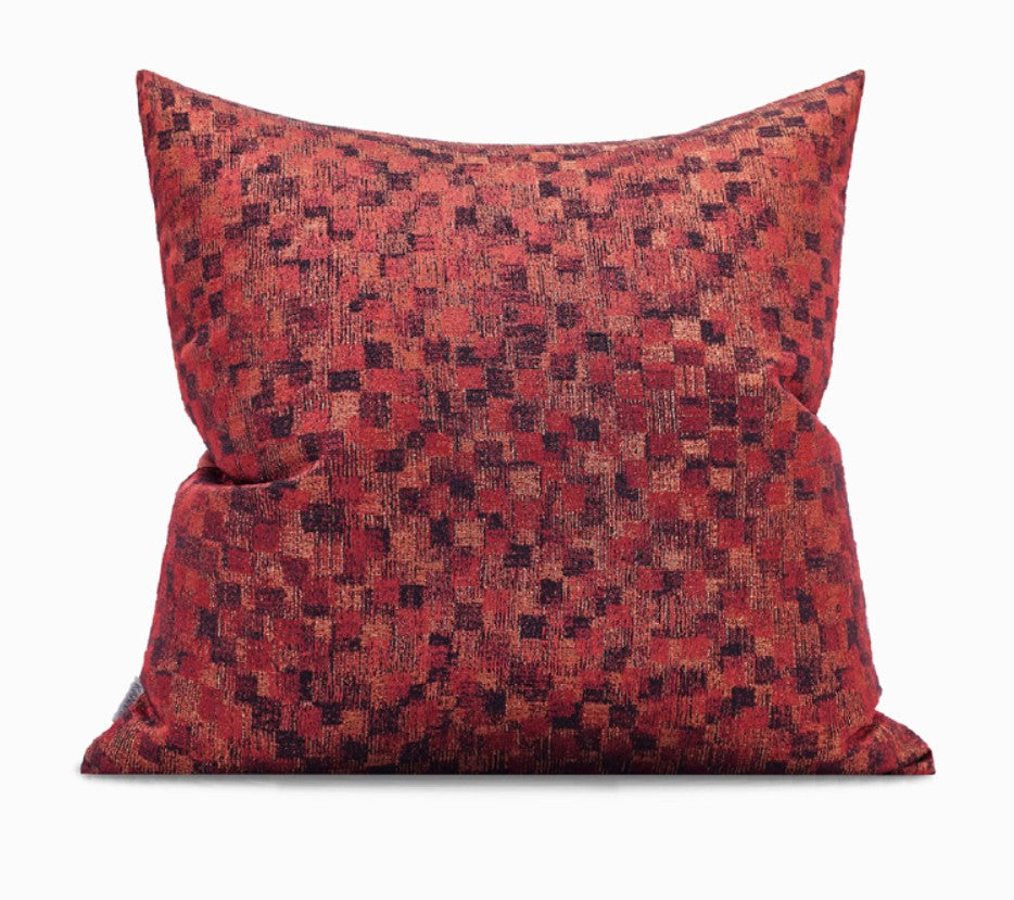 Large Modern Sofa Pillows Red Decorative Throw Pillows, Vibrant Color, Cozy Living Room Set