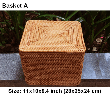 Large Woven Storage Baskets, Rectangular Storage Basket with Lid, Rattan Storage Baskets, Storage Baskets for Living Room, Storage Basket for Bedroom-Silvia Home Craft