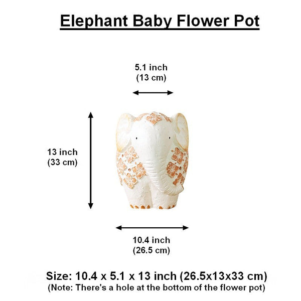 Villa Outdoor Garden Flower Pots, Oversized Modern Garden Flower Pot, Extra Large Elephant Garden Flowerpots, Animal Statue for Garden Ornaments, Resin Statue for Garden-Silvia Home Craft