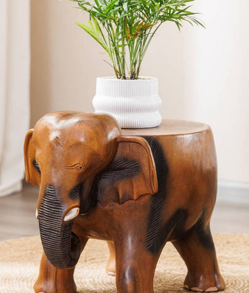 Handmade Solid Wood low Stool, Elephant Wooden Stool, Elephant Sofa Stool, Dining Table Stool, Creative Shoe-changing Stool-Silvia Home Craft