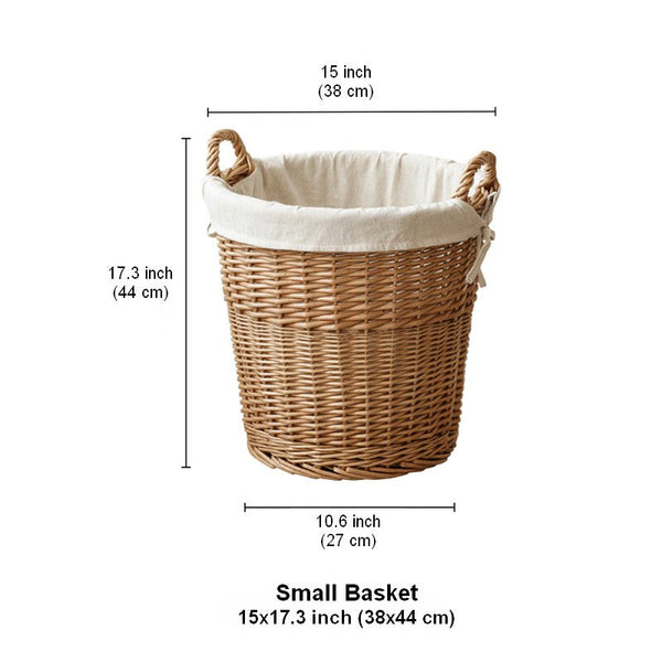 Large Food Storage Basket with Handle, Natural Hand-woven Wicker Storage Basket for Clothes, Willow Weaving Baskets for Clothes, Extra Large Kitchen Storage Baskets-Silvia Home Craft