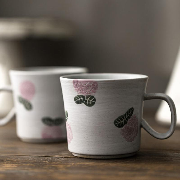 Handmade Pottery Coffee Cup, 10 oz Rose Ceramic Coffee Mug, Cappuccino Coffee Cup, Tea Cup-Silvia Home Craft